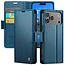 CaseMe - Hoesje geschikt voor Apple iPhone 17 Pro - Retro Wallet Book Case - Met Magnetische Sluiting - Blauw