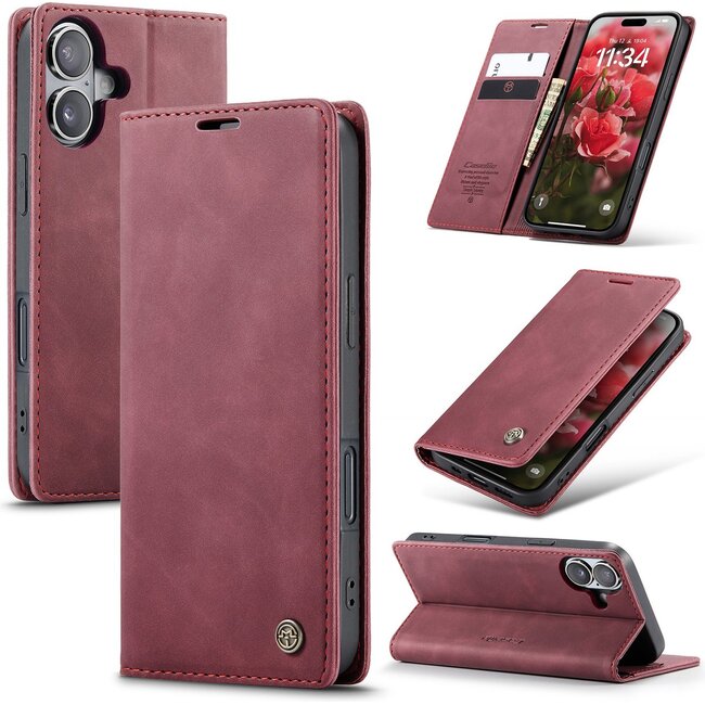 Caseme - Telefoonhoesje geschikt voor Apple iPhone 17 - Wallet Book Case - Met Magnetische Sluiting - Rood
