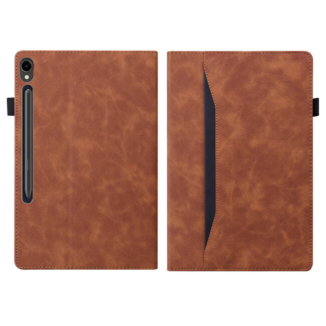 Case2go - Tablet hoes geschikt voor Samsung Galaxy Tab S11 (2025) - 11 Inch - Business Wallet Book Case - Met pasjeshouder - Bruin