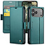 CaseMe - Hoesje geschikt voor Apple iPhone 17 Pro - Retro Wallet Book Case - Met Magnetische Sluiting - Groen