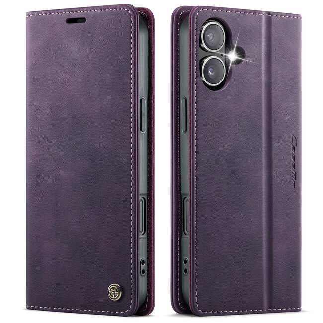 Caseme - Telefoonhoesje geschikt voor Apple iPhone 17 - Met Magnetische Sluiting - Book Case - Met Pasjes Houder - Paars