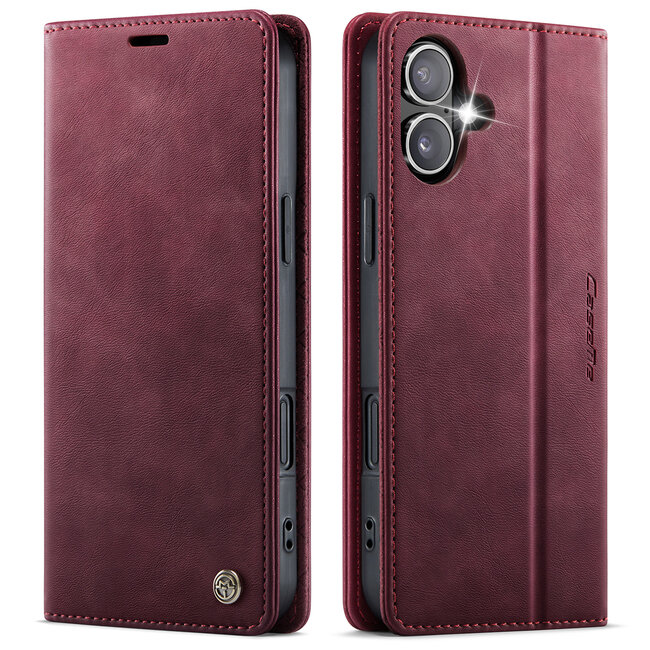 Caseme - Telefoonhoesje geschikt voor Apple iPhone 17 - Met Magnetische Sluiting - Book Case - Met Pasjes Houder - Rood