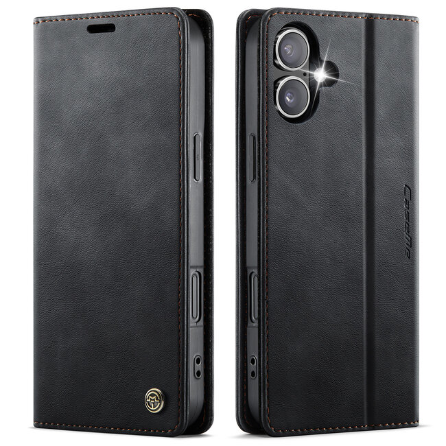 Caseme - Telefoonhoesje geschikt voor Apple iPhone 17 - Met Magnetische Sluiting - Book Case - Met Pasjes Houder - Zwart