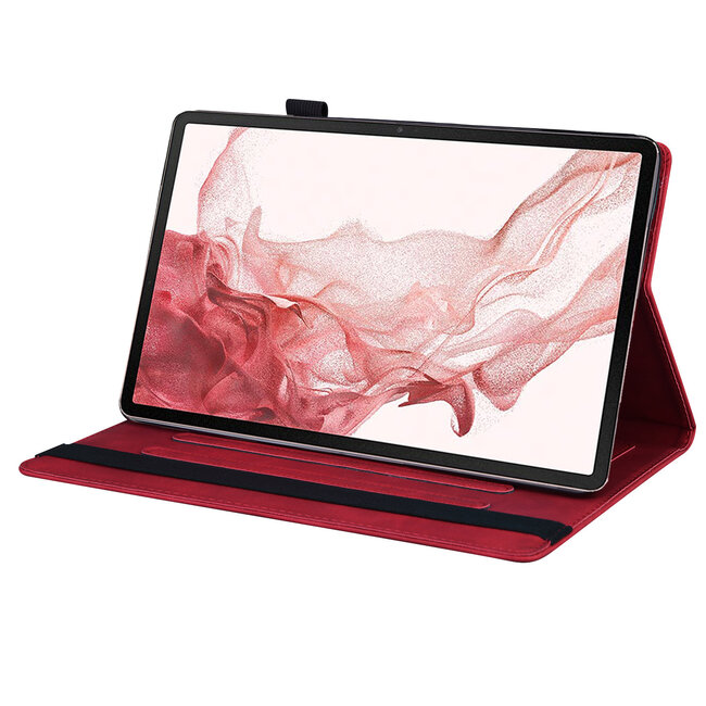 Case2go - Tablet hoes geschikt voor Samsung Galaxy Tab S8 - Business Wallet Book Case - Met pasjeshouder - Rood