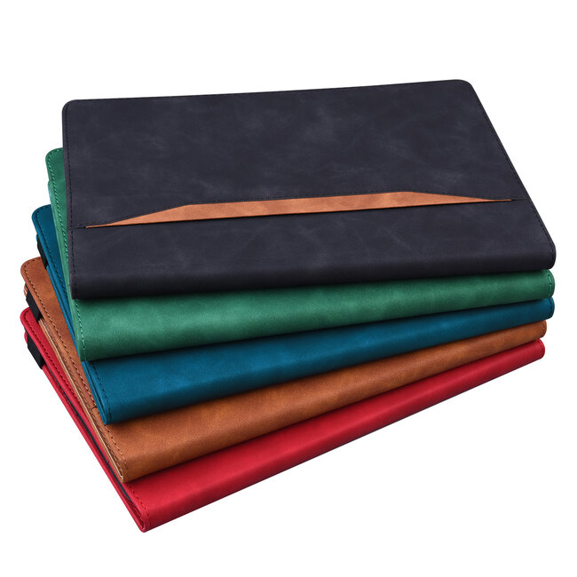 Case2go - Tablet hoes geschikt voor Samsung Galaxy Tab S8 - Business Wallet Book Case - Met pasjeshouder - Rood