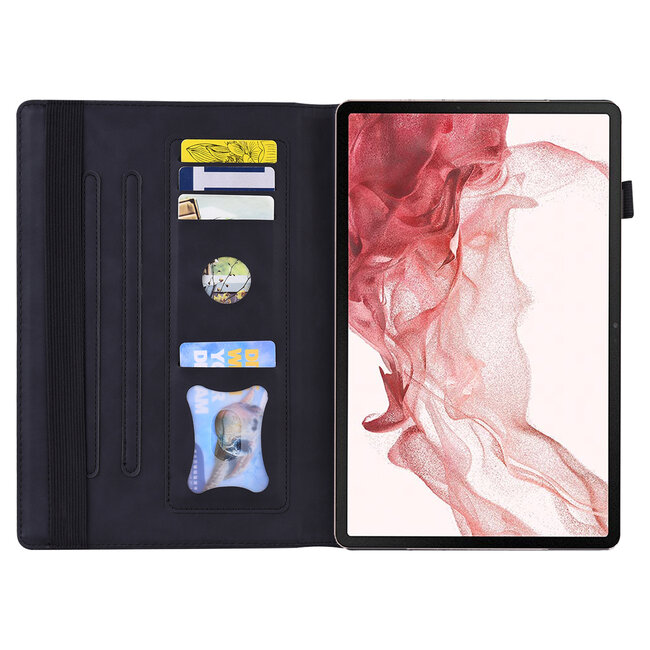 Case2go - Tablet hoes geschikt voor Samsung Galaxy Tab S8 - Business Wallet Book Case - Met pasjeshouder - Zwart