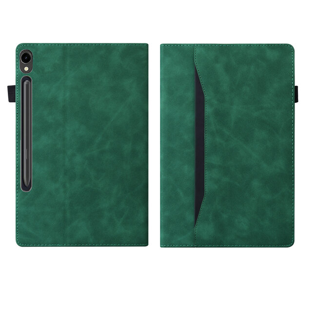 Case2go - Tablet hoes geschikt voor Samsung Galaxy Tab S8 - Business Wallet Book Case - Met pasjeshouder - Groen