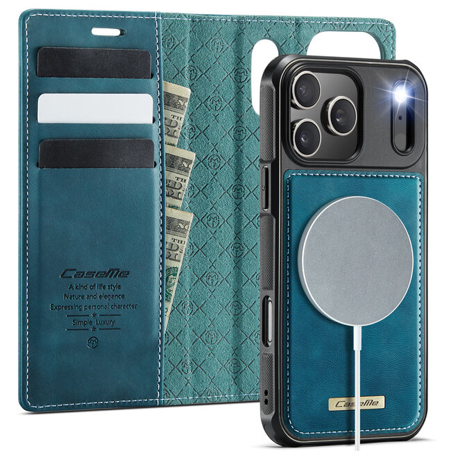 Caseme - Telefoon hoesje geschikt voor Apple iPhone 17 Pro Max - Geschikt voor Magsafe - Bookcase - Blauw
