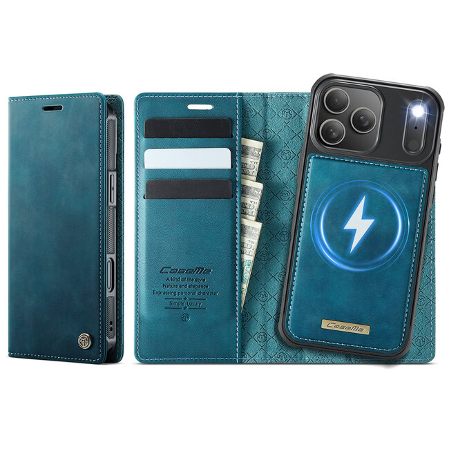 Caseme - Telefoon hoesje geschikt voor Apple iPhone 17 Pro Max - Geschikt voor Magsafe - Bookcase - Blauw