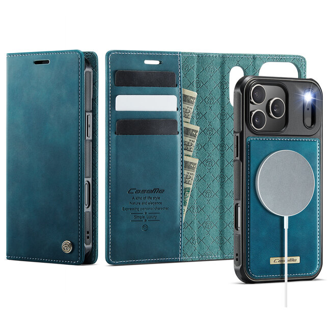 Caseme - Telefoon hoesje geschikt voor Apple iPhone 17 Pro Max - Geschikt voor Magsafe - Bookcase - Blauw
