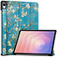 Case2go - Tablet hoes geschikt voor Samsung Galaxy Tab S11 (2025) - 11 Inch - Tri-Fold Book Case - Auto/Wake functie - Witte Bloesem
