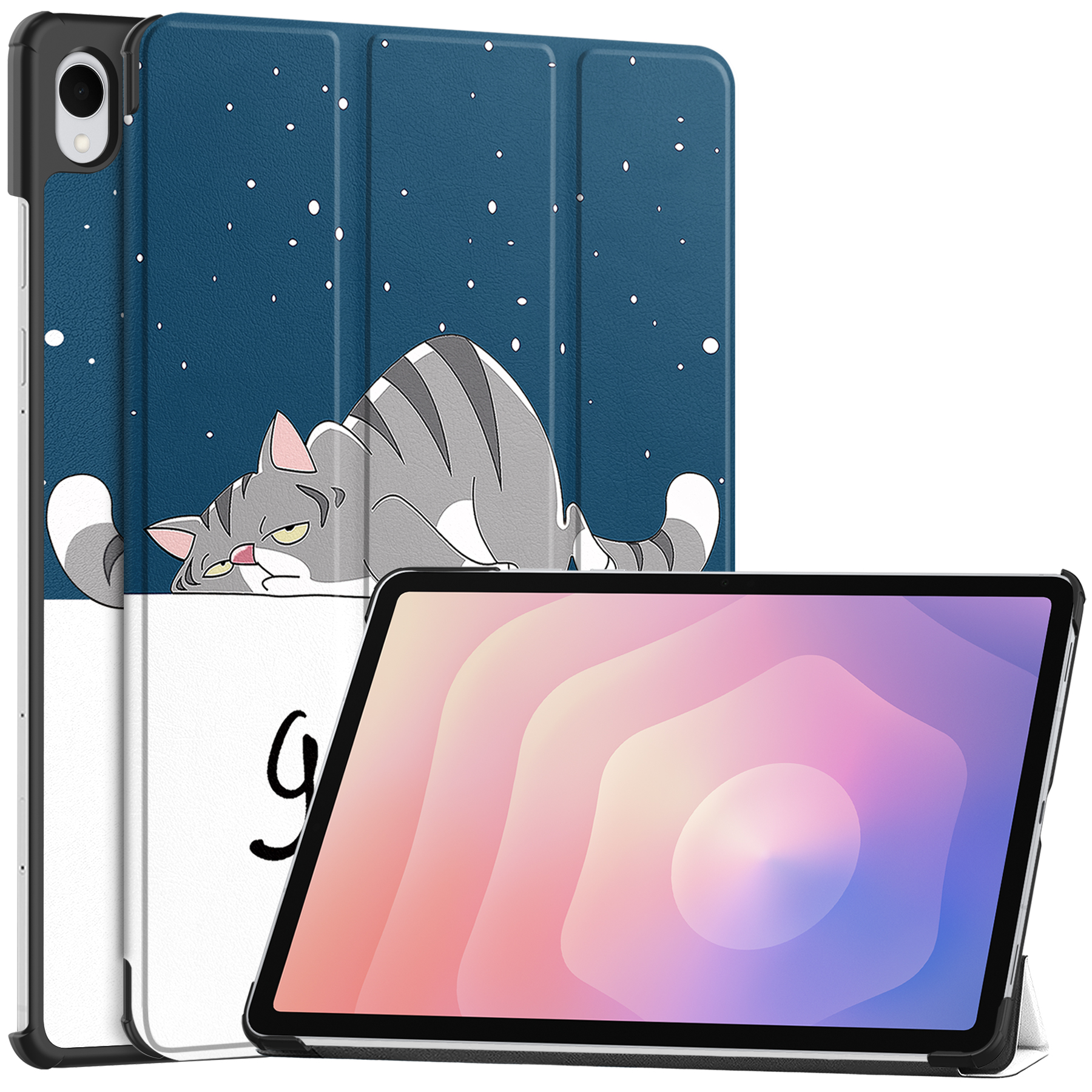 Case2go - Tablet hoes geschikt voor Samsung Galaxy Tab S11 (2025) - 11 Inch - Tri-Fold Book Case - Auto/Wake functie - Good Night afbeelding