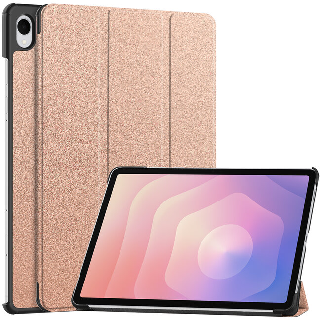 Case2go - Tablet hoes geschikt voor Samsung Galaxy Tab S11 (2025) - 11 Inch - Tri-Fold Book Case - Auto/Wake functie - Rosegoud