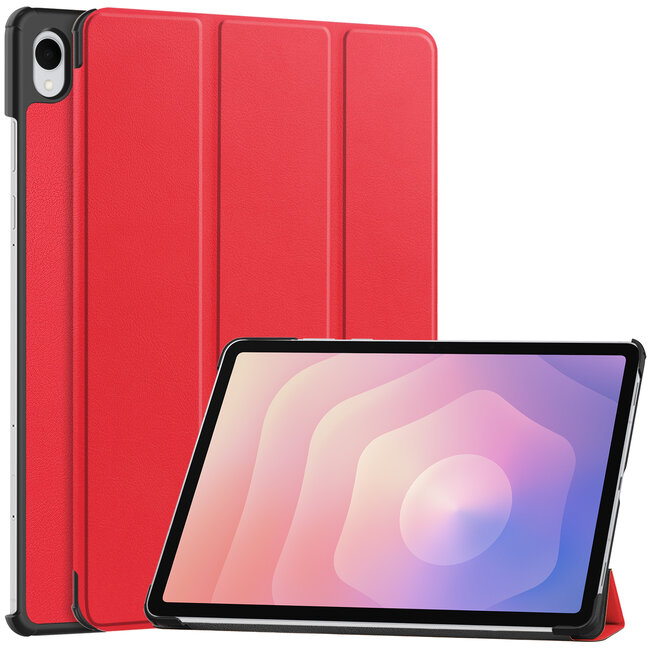 Case2go - Tablet hoes geschikt voor Samsung Galaxy Tab S11 (2025) - 11 Inch - Tri-Fold Book Case - Auto/Wake functie - Rood