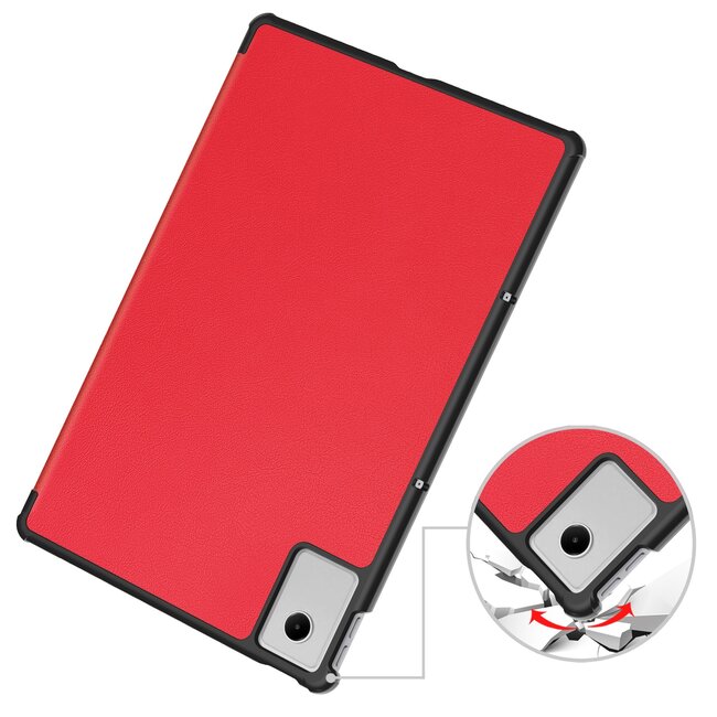 Case2go - Hoesje geschikt voor Lenovo Idea Tab Plus - 12.1 Inch - Tri-Fold Tablet Hoes - Hoes met Auto/Wake functie - Rood