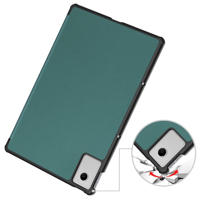 Case2go - Hoesje geschikt voor Lenovo Idea Tab Plus - 12.1 Inch - Tri-Fold Tablet Hoes - Hoes met Auto/Wake functie - Donker Groen