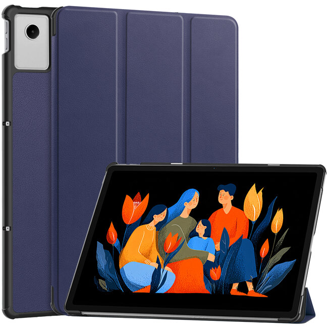 Case2go - Hoesje geschikt voor Lenovo Idea Tab Plus - 12.1 Inch - Tri-Fold Tablet Hoes - Hoes met Auto/Wake functie - Donker Blauw