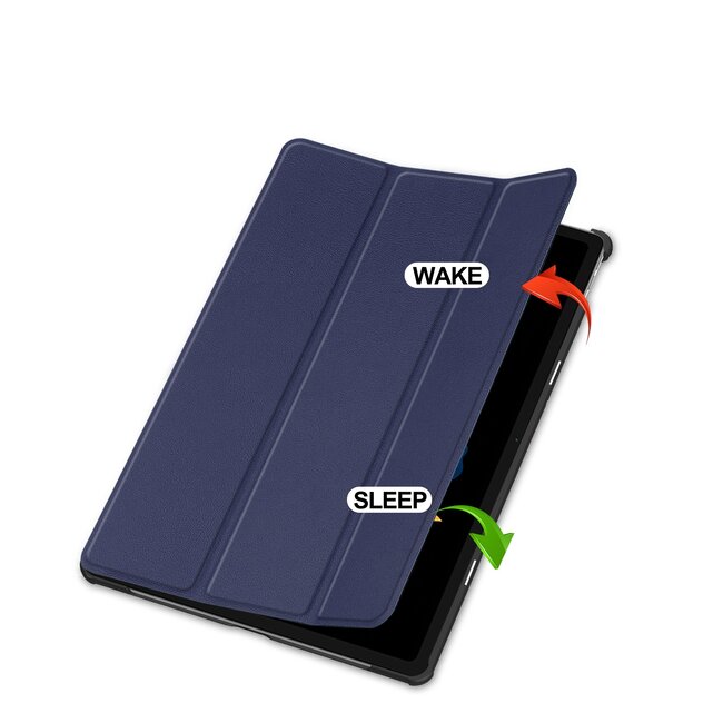 Case2go - Hoesje geschikt voor Lenovo Idea Tab Plus - 12.1 Inch - Tri-Fold Tablet Hoes - Hoes met Auto/Wake functie - Donker Blauw