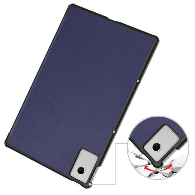 Case2go - Hoesje geschikt voor Lenovo Idea Tab Plus - 12.1 Inch - Tri-Fold Tablet Hoes - Hoes met Auto/Wake functie - Donker Blauw