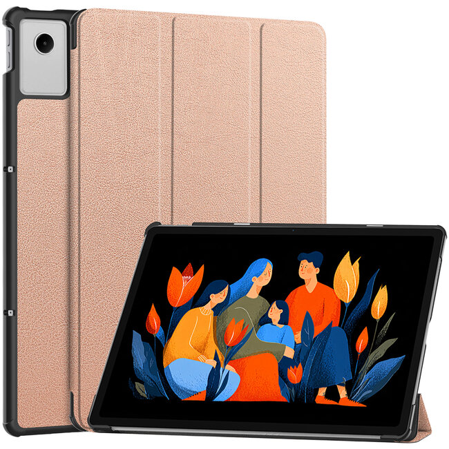 Case2go - Hoesje geschikt voor Lenovo Idea Tab Plus - 12.1 Inch - Tri-Fold Tablet Hoes - Hoes met Auto/Wake functie - Rose Goud