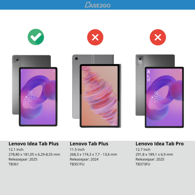 Case2go - Hoesje geschikt voor Lenovo Idea Tab Plus - 12.1 Inch - Tri-Fold Tablet Hoes - Hoes met Auto/Wake functie - Rose Goud