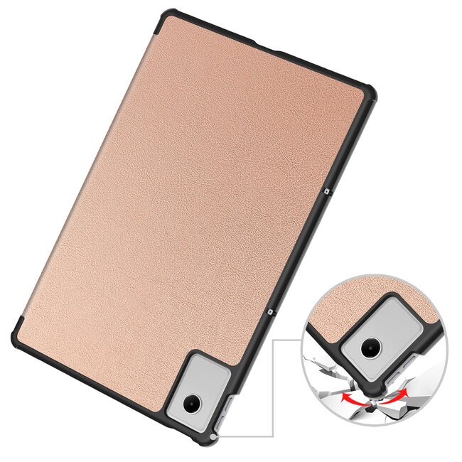 Case2go - Hoesje geschikt voor Lenovo Idea Tab Plus - 12.1 Inch - Tri-Fold Tablet Hoes - Hoes met Auto/Wake functie - Rose Goud