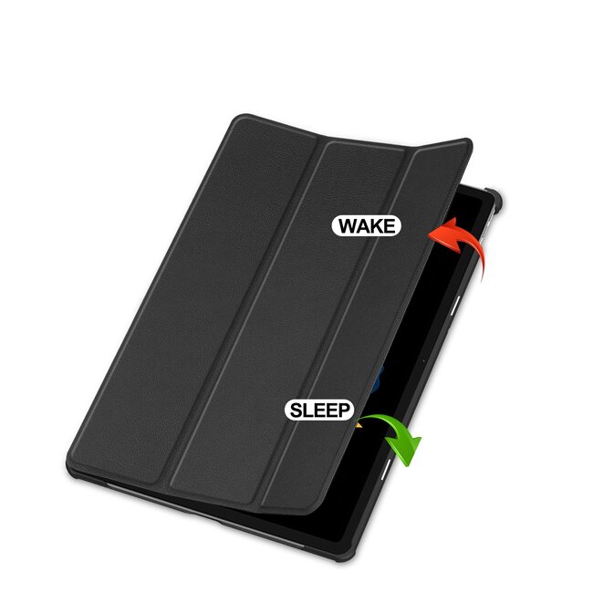Case2go - Hoesje geschikt voor Lenovo Idea Tab Plus - 12.1 Inch - Tri-Fold Tablet Hoes - Hoes met Auto/Wake functie - Zwart