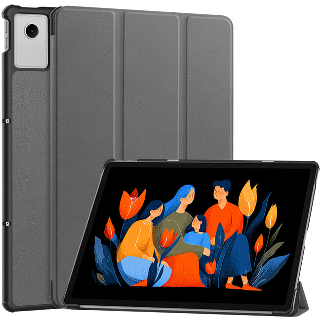 Case2go - Hoesje geschikt voor Lenovo Idea Tab Plus - 12.1 Inch - Tri-Fold Tablet Hoes - Hoes met Auto/Wake functie - Grijs