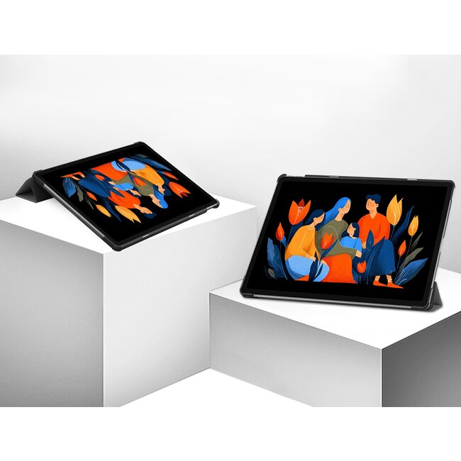 Case2go - Hoesje geschikt voor Lenovo Idea Tab Plus - 12.1 Inch - Tri-Fold Tablet Hoes - Hoes met Auto/Wake functie - Grijs