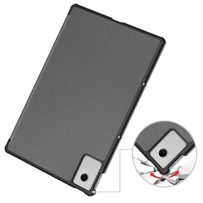 Case2go - Hoesje geschikt voor Lenovo Idea Tab Plus - 12.1 Inch - Tri-Fold Tablet Hoes - Hoes met Auto/Wake functie - Grijs