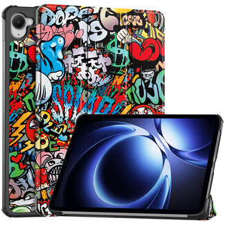 Case2go Case2go - Hoesje geschikt voor Xiaomi Pad Mini - 8.8 Inch - Tri-Fold Tablet Hoes - Hoes met magnetische sluiting - Graffiti