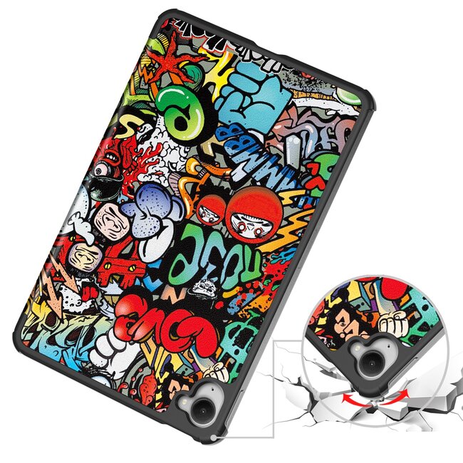 Case2go - Hoesje geschikt voor Xiaomi Pad Mini - 8.8 Inch - Tri-Fold Tablet Hoes - Hoes met magnetische sluiting - Graffiti