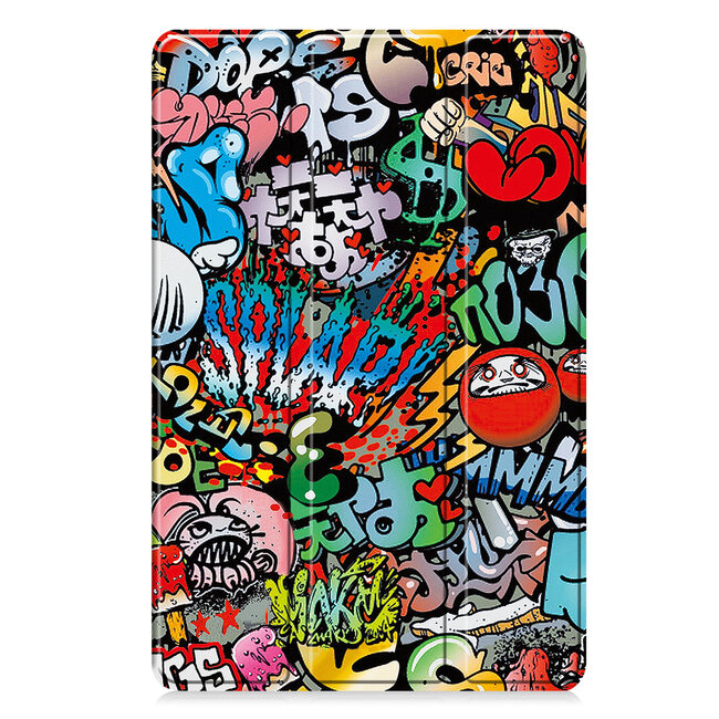 Case2go - Hoesje geschikt voor Xiaomi Pad Mini - 8.8 Inch - Tri-Fold Tablet Hoes - Hoes met magnetische sluiting - Graffiti