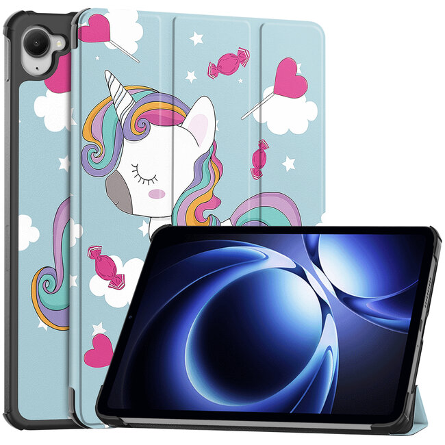 Case2go - Hoesje geschikt voor Xiaomi Pad Mini - 8.8 Inch - Tri-Fold Tablet Hoes - Hoes met magnetische sluiting - Eenhoorn