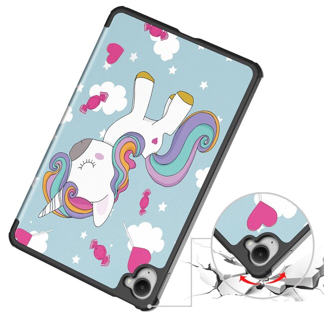Case2go - Hoesje geschikt voor Xiaomi Pad Mini - 8.8 Inch - Tri-Fold Tablet Hoes - Hoes met magnetische sluiting - Eenhoorn