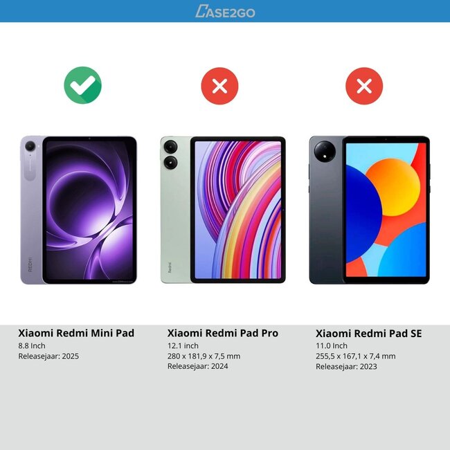 Case2go - Hoesje geschikt voor Xiaomi Pad Mini - 8.8 Inch - Tri-Fold Tablet Hoes - Hoes met magnetische sluiting - Sterrenhemel