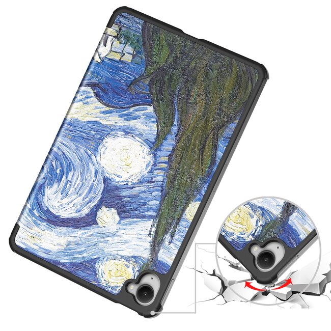Case2go - Hoesje geschikt voor Xiaomi Pad Mini - 8.8 Inch - Tri-Fold Tablet Hoes - Hoes met magnetische sluiting - Sterrenhemel