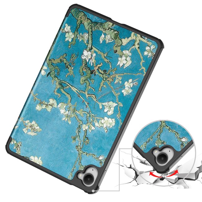 Case2go - Hoesje geschikt voor Xiaomi Pad Mini - 8.8 Inch - Tri-Fold Tablet Hoes - Hoes met magnetische sluiting - Witte Bloesem