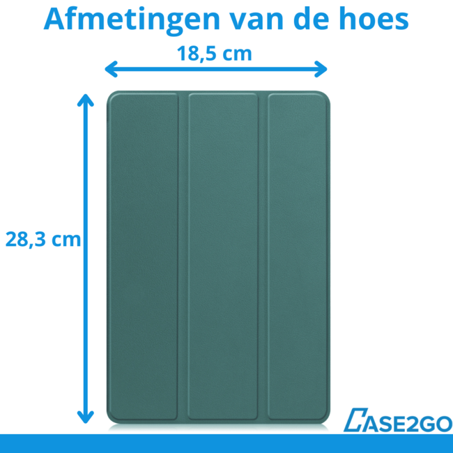 Case2go - Hoesje geschikt voor Lenovo Idea Tab Plus - 12.1 Inch - Tri-Fold Tablet Hoes - Hoes met Auto/Wake functie - Donker Groen
