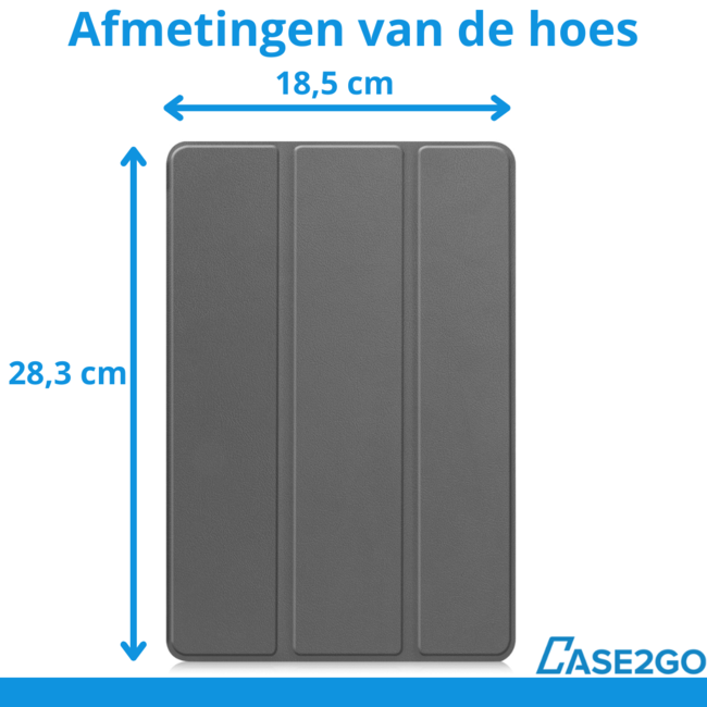 Case2go - Hoesje geschikt voor Lenovo Idea Tab Plus - 12.1 Inch - Tri-Fold Tablet Hoes - Hoes met Auto/Wake functie - Grijs