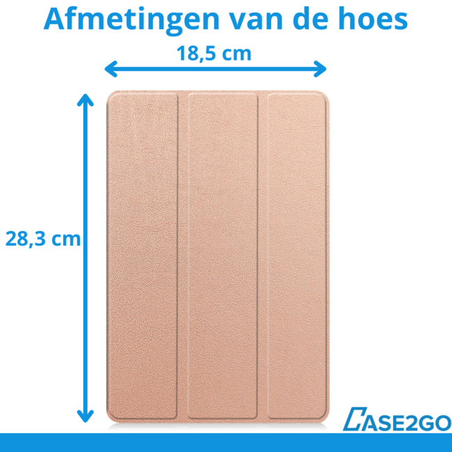 Case2go - Hoesje geschikt voor Lenovo Idea Tab Plus - 12.1 Inch - Tri-Fold Tablet Hoes - Hoes met Auto/Wake functie - Rose Goud