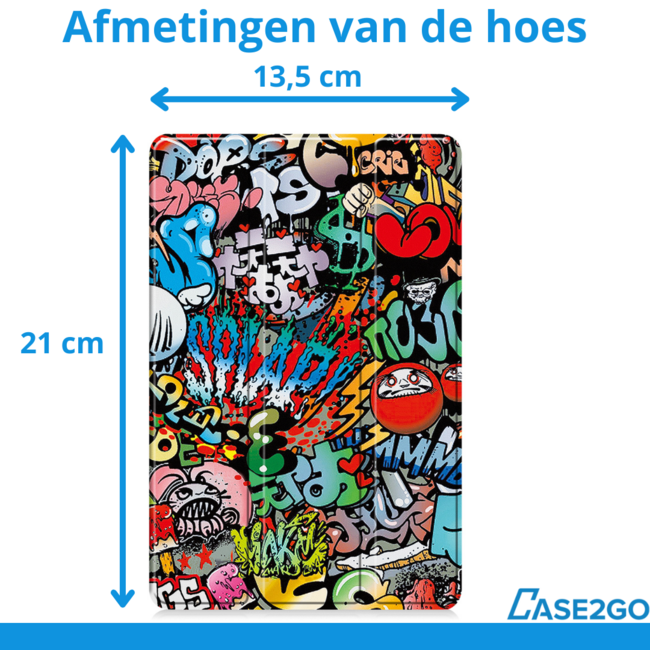 Case2go - Hoesje geschikt voor Xiaomi Pad Mini - 8.8 Inch - Tri-Fold Tablet Hoes - Hoes met magnetische sluiting - Graffiti
