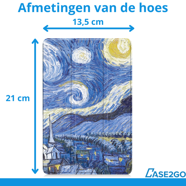 Case2go - Hoesje geschikt voor Xiaomi Pad Mini - 8.8 Inch - Tri-Fold Tablet Hoes - Hoes met magnetische sluiting - Sterrenhemel
