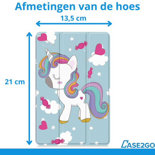Case2go - Hoesje geschikt voor Xiaomi Pad Mini - 8.8 Inch - Tri-Fold Tablet Hoes - Hoes met magnetische sluiting - Eenhoorn