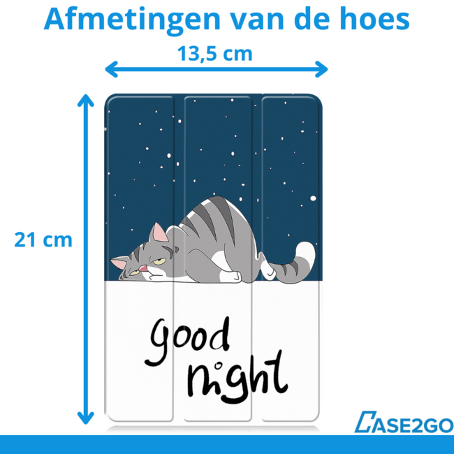 Case2go - Hoesje geschikt voor Xiaomi Pad Mini - 8.8 Inch - Tri-Fold Tablet Hoes - Hoes met magnetische sluiting - Good Night