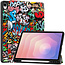 Hoozey - Tablet hoes geschikt voor Samsung Galaxy Tab S11 (2025) - 11 Inch - Tri-fold hoes met Auto/Wake functie en Magnetische sluiting - TPU Cover Met Pencil Houder - Grafitti