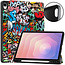 Hoozey - Tablet hoes geschikt voor Samsung Galaxy Tab S11 (2025) - 11 Inch - Tri-fold hoes met Auto/Wake functie en Magnetische sluiting - TPU Cover Met Pencil Houder - Grafitti