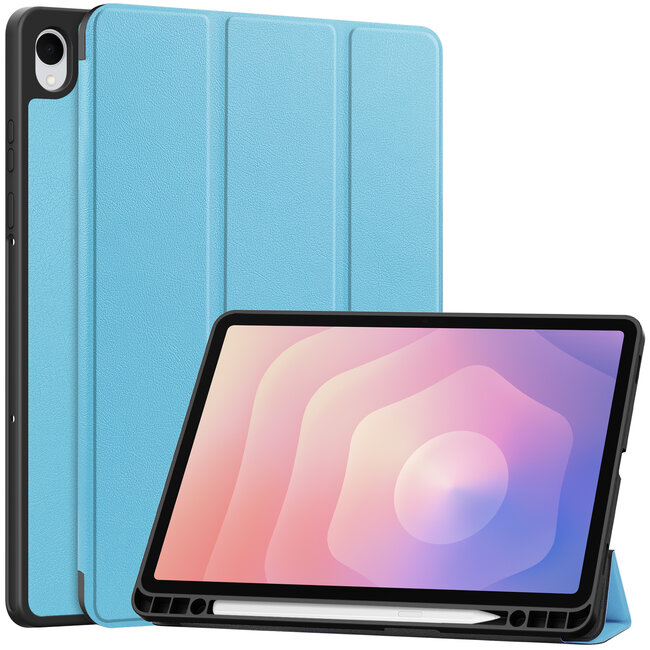 Case2go - Tablet hoes geschikt voor Samsung Galaxy Tab S11 (2025) - 11 Inch - Tri-fold hoes met Auto/Wake functie en Magnetische sluiting - TPU Cover Met Pencil Houder - Licht Blauw