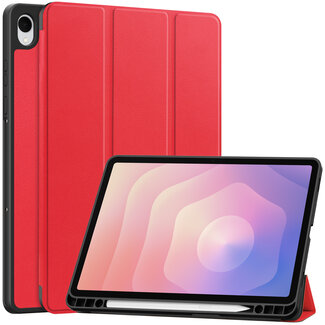 Case2go Case2go - Tablet hoes geschikt voor Samsung Galaxy Tab S11 (2025) - 11 Inch - Tri-fold hoes met Auto/Wake functie en Magnetische sluiting - TPU Cover Met Pencil Houder - Rood