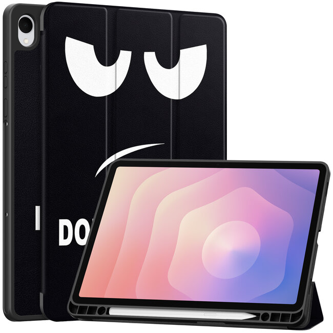 Case2go - Tablet hoes geschikt voor Samsung Galaxy Tab S11 (2025) - 11 Inch - Tri-fold hoes met Auto/Wake functie en Magnetische sluiting - TPU Cover Met Pencil Houder - Don't Touch Me